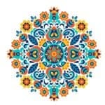 Orange Blue Flower Design