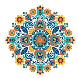 Orange Blue Flower Design