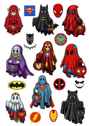 Superhero Ghosties Halloween A5 Sheet
